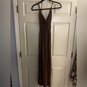 Bella Dahl Brown Sleeveless V-neck Gown